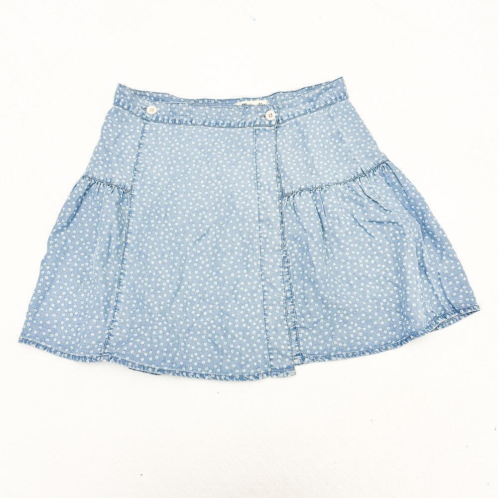 Madewell Chambray Flower Patterned Daisy Print Flare Skirt Size 12 NWT